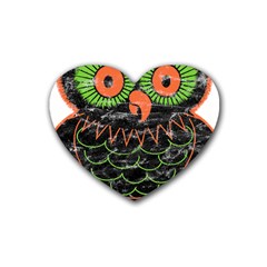 Vintage Halloween Owl T- Shirt Vintage Halloween Owl T- Shirt Rubber Coaster (heart) by ZUXUMI