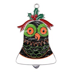 Vintage Halloween Owl T- Shirt Vintage Halloween Owl T- Shirt Metal Holly Leaf Bell Ornament by ZUXUMI