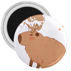 Capybara T- Shirt Cute Capybara With A Little Goat Friend On Its Head T- Shirt Yoga Reflexion Pose T- Shirtyoga Reflexion Pose T- Shirt 3  Magnets by hizuto