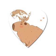 Capybara T- Shirt Cute Capybara With A Little Goat Friend On Its Head T- Shirt Yoga Reflexion Pose T- Shirtyoga Reflexion Pose T- Shirt Heart Magnet by hizuto