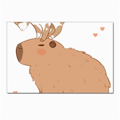 Capybara T- Shirt Cute Capybara With A Little Goat Friend On Its Head T- Shirt Yoga Reflexion Pose T- Shirtyoga Reflexion Pose T- Shirt Postcard 4 x 6  (pkg Of 10) by hizuto