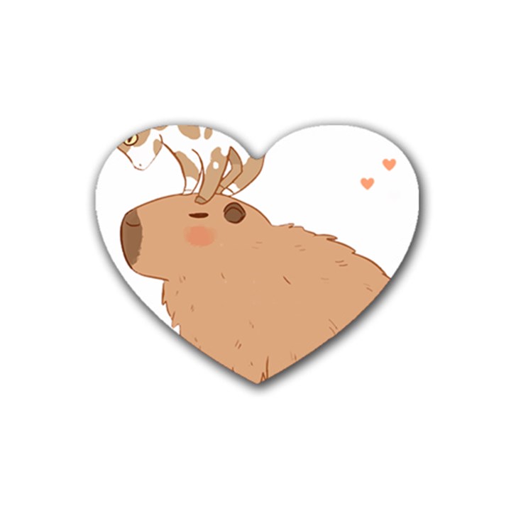 Capybara T- Shirt Cute Capybara With A Little Goat Friend On Its Head T- Shirt Yoga Reflexion Pose T- Shirtyoga Reflexion Pose T- Shirt Rubber Coaster (Heart)