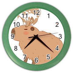 Capybara T- Shirt Cute Capybara With A Little Goat Friend On Its Head T- Shirt Yoga Reflexion Pose T- Shirtyoga Reflexion Pose T- Shirt Color Wall Clock by hizuto