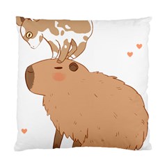 Capybara T- Shirt Cute Capybara With A Little Goat Friend On Its Head T- Shirt Yoga Reflexion Pose T- Shirtyoga Reflexion Pose T- Shirt Standard Cushion Case (two Sides) by hizuto