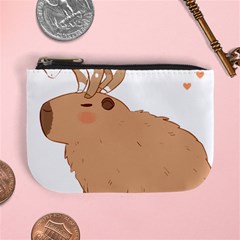 Capybara T- Shirt Cute Capybara With A Little Goat Friend On Its Head T- Shirt Yoga Reflexion Pose T- Shirtyoga Reflexion Pose T- Shirt Mini Coin Purse by hizuto