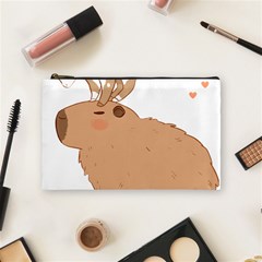 Capybara T- Shirt Cute Capybara With A Little Goat Friend On Its Head T- Shirt Yoga Reflexion Pose T- Shirtyoga Reflexion Pose T- Shirt Cosmetic Bag (medium) by hizuto