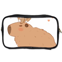 Capybara T- Shirt Cute Capybara With A Little Goat Friend On Its Head T- Shirt Yoga Reflexion Pose T- Shirtyoga Reflexion Pose T- Shirt Toiletries Bag (two Sides) by hizuto