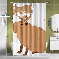 Capybara T- Shirt Cute Capybara With A Little Goat Friend On Its Head T- Shirt Yoga Reflexion Pose T- Shirtyoga Reflexion Pose T- Shirt Shower Curtain 48  X 72  (small)  by hizuto