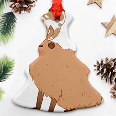 Capybara T- Shirt Cute Capybara With A Little Goat Friend On Its Head T- Shirt Yoga Reflexion Pose T- Shirtyoga Reflexion Pose T- Shirt Christmas Tree Ornament (two Sides) by hizuto