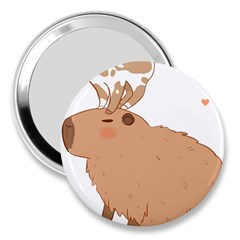 Capybara T- Shirt Cute Capybara With A Little Goat Friend On Its Head T- Shirt Yoga Reflexion Pose T- Shirtyoga Reflexion Pose T- Shirt 3  Handbag Mirrors by hizuto