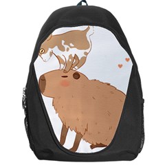 Capybara T- Shirt Cute Capybara With A Little Goat Friend On Its Head T- Shirt Yoga Reflexion Pose T- Shirtyoga Reflexion Pose T- Shirt Backpack Bag by hizuto