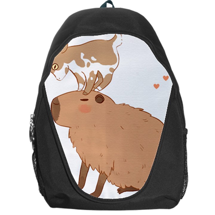 Capybara T- Shirt Cute Capybara With A Little Goat Friend On Its Head T- Shirt Yoga Reflexion Pose T- Shirtyoga Reflexion Pose T- Shirt Backpack Bag