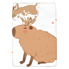 Capybara T- Shirt Cute Capybara With A Little Goat Friend On Its Head T- Shirt Yoga Reflexion Pose T- Shirtyoga Reflexion Pose T- Shirt Removable Flap Cover (l) by hizuto