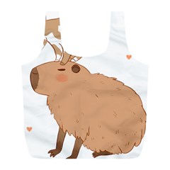 Capybara T- Shirt Cute Capybara With A Little Goat Friend On Its Head T- Shirt Yoga Reflexion Pose T- Shirtyoga Reflexion Pose T- Shirt Full Print Recycle Bag (l) by hizuto