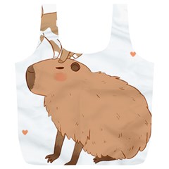 Capybara T- Shirt Cute Capybara With A Little Goat Friend On Its Head T- Shirt Yoga Reflexion Pose T- Shirtyoga Reflexion Pose T- Shirt Full Print Recycle Bag (xl) by hizuto