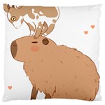 Capybara T- Shirt Cute Capybara With A Little Goat Friend On Its Head T- Shirt Yoga Reflexion Pose T- Shirtyoga Reflexion Pose T- Shirt Standard Premium Plush Fleece Cushion Case (One Side) Front