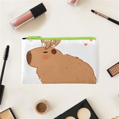 Capybara T- Shirt Cute Capybara With A Little Goat Friend On Its Head T- Shirt Yoga Reflexion Pose T- Shirtyoga Reflexion Pose T- Shirt Cosmetic Bag (xs) by hizuto