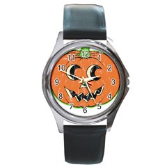 Vintage Halloween Pumpkin T- Shirt Vintage Halloween Pumpkin T- Shirt Round Metal Watch by ZUXUMI