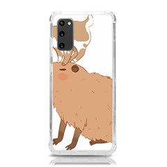 Capybara T- Shirt Cute Capybara With A Little Goat Friend On Its Head T- Shirt Yoga Reflexion Pose T- Shirtyoga Reflexion Pose T- Shirt Samsung Galaxy S20 6 2 Inch Tpu Uv Case by hizuto