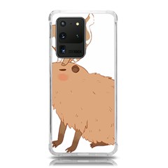 Capybara T- Shirt Cute Capybara With A Little Goat Friend On Its Head T- Shirt Yoga Reflexion Pose T- Shirtyoga Reflexion Pose T- Shirt Samsung Galaxy S20 Ultra 6 9 Inch Tpu Uv Case by hizuto