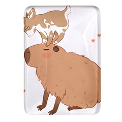 Capybara T- Shirt Cute Capybara With A Little Goat Friend On Its Head T- Shirt Yoga Reflexion Pose T- Shirtyoga Reflexion Pose T- Shirt Rectangular Glass Fridge Magnet (4 Pack) by hizuto