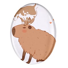 Capybara T- Shirt Cute Capybara With A Little Goat Friend On Its Head T- Shirt Yoga Reflexion Pose T- Shirtyoga Reflexion Pose T- Shirt Oval Glass Fridge Magnet (4 Pack) by hizuto