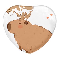 Capybara T- Shirt Cute Capybara With A Little Goat Friend On Its Head T- Shirt Yoga Reflexion Pose T- Shirtyoga Reflexion Pose T- Shirt Heart Glass Fridge Magnet (4 Pack) by hizuto