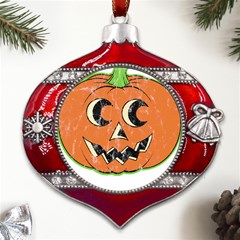 Vintage Halloween Pumpkin T- Shirt Vintage Halloween Pumpkin T- Shirt Metal Snowflake And Bell Red Ornament by ZUXUMI