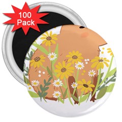 Capybara T- Shirt Cute Capybara With Daisy Flowers T- Shirt Yoga Reflexion Pose T- Shirtyoga Reflexion Pose T- Shirt 3  Magnets (100 Pack)