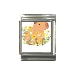 Capybara T- Shirt Cute Capybara With Daisy Flowers T- Shirt Yoga Reflexion Pose T- Shirtyoga Reflexion Pose T- Shirt Italian Charm (13mm) by hizuto