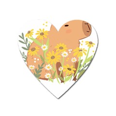 Capybara T- Shirt Cute Capybara With Daisy Flowers T- Shirt Yoga Reflexion Pose T- Shirtyoga Reflexion Pose T- Shirt Heart Magnet by hizuto