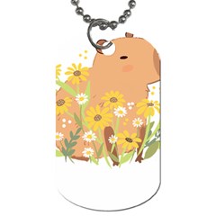 Capybara T- Shirt Cute Capybara With Daisy Flowers T- Shirt Yoga Reflexion Pose T- Shirtyoga Reflexion Pose T- Shirt Dog Tag (one Side) by hizuto