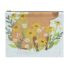 Capybara T- Shirt Cute Capybara With Daisy Flowers T- Shirt Yoga Reflexion Pose T- Shirtyoga Reflexion Pose T- Shirt Cosmetic Bag (xl) by hizuto