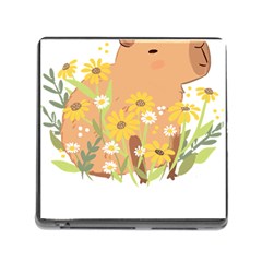 Capybara T- Shirt Cute Capybara With Daisy Flowers T- Shirt Yoga Reflexion Pose T- Shirtyoga Reflexion Pose T- Shirt Memory Card Reader (square 5 Slot) by hizuto