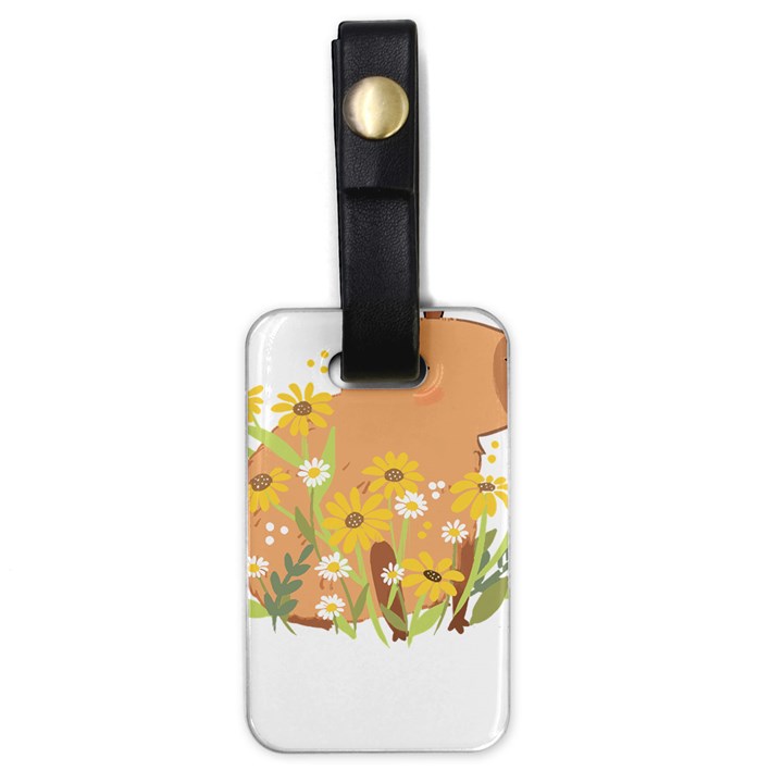 Capybara T- Shirt Cute Capybara With Daisy Flowers T- Shirt Yoga Reflexion Pose T- Shirtyoga Reflexion Pose T- Shirt Luggage Tag (one side)