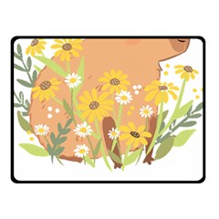 Capybara T- Shirt Cute Capybara With Daisy Flowers T- Shirt Yoga Reflexion Pose T- Shirtyoga Reflexion Pose T- Shirt Two Sides Fleece Blanket (small) by hizuto