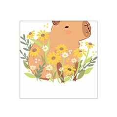 Capybara T- Shirt Cute Capybara With Daisy Flowers T- Shirt Yoga Reflexion Pose T- Shirtyoga Reflexion Pose T- Shirt Satin Bandana Scarf 22  X 22  by hizuto