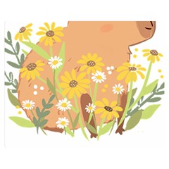 Capybara T- Shirt Cute Capybara With Daisy Flowers T- Shirt Yoga Reflexion Pose T- Shirtyoga Reflexion Pose T- Shirt Premium Plush Fleece Blanket (medium) by hizuto