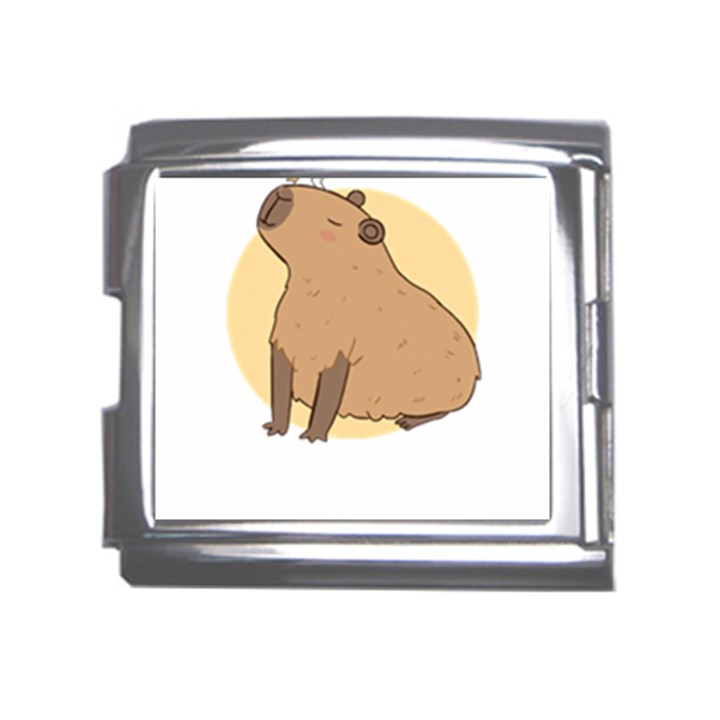 Capybara T- Shirt Cute Gentlemen Capybara T- Shirt Yoga Reflexion Pose T- Shirtyoga Reflexion Pose T- Shirt Mega Link Italian Charm (18mm)