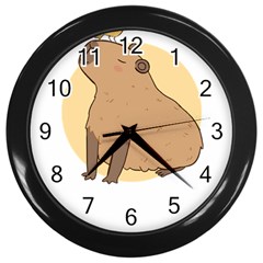 Capybara T- Shirt Cute Gentlemen Capybara T- Shirt Yoga Reflexion Pose T- Shirtyoga Reflexion Pose T- Shirt Wall Clock (black) by hizuto