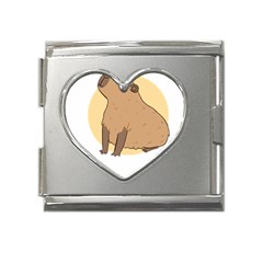 Capybara T- Shirt Cute Gentlemen Capybara T- Shirt Yoga Reflexion Pose T- Shirtyoga Reflexion Pose T- Shirt Mega Link Heart Italian Charm (18mm) by hizuto