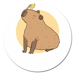 Capybara T- Shirt Cute Gentlemen Capybara T- Shirt Yoga Reflexion Pose T- Shirtyoga Reflexion Pose T- Shirt Magnet 5  (round) by hizuto