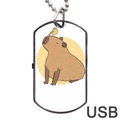 Capybara T- Shirt Cute Gentlemen Capybara T- Shirt Yoga Reflexion Pose T- Shirtyoga Reflexion Pose T- Shirt Dog Tag Usb Flash (one Side) by hizuto