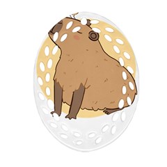 Capybara T- Shirt Cute Gentlemen Capybara T- Shirt Yoga Reflexion Pose T- Shirtyoga Reflexion Pose T- Shirt Oval Filigree Ornament (two Sides)