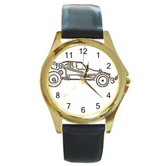 Vintage Rc Cars T- Shirt Grunge Vintage Modelcar Classic Rc Buggy Racing Cars Addict T- Shirt Round Gold Metal Watch by ZUXUMI