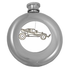 Vintage Rc Cars T- Shirt Grunge Vintage Modelcar Classic Rc Buggy Racing Cars Addict T- Shirt Round Hip Flask (5 Oz) by ZUXUMI