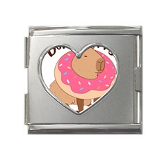 Capybara T- Shirt Cute Gentlemen Capybara T- Shirt Yoga Reflexion Pose T- Shirtyoga Reflexion Pose T- Shirt Mega Link Heart Italian Charm (18mm) by hizuto