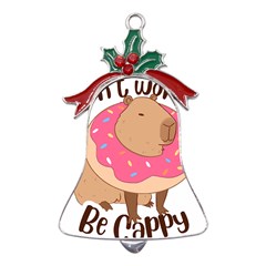 Capybara T- Shirt Cute Gentlemen Capybara T- Shirt Yoga Reflexion Pose T- Shirtyoga Reflexion Pose T- Shirt Metal Holly Leaf Bell Ornament by hizuto