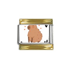 Capybara T- Shirt Cute Gentlemen Capybara T- Shirt Yoga Reflexion Pose T- Shirtyoga Reflexion Pose T- Shirt Gold Trim Italian Charm (9mm) by hizuto