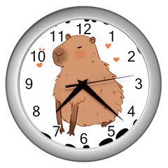 Capybara T- Shirt Cute Gentlemen Capybara T- Shirt Yoga Reflexion Pose T- Shirtyoga Reflexion Pose T- Shirt Wall Clock (silver) by hizuto